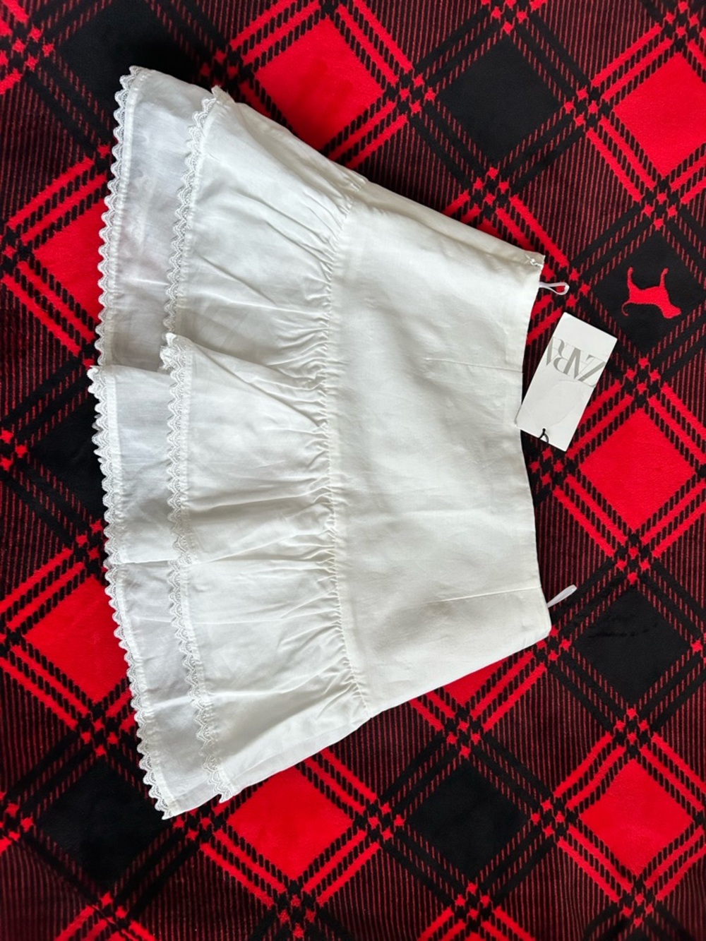 zara White Lace Tiered Mini Skirt NWT Cottagecore Summer - Picture 4 of 4